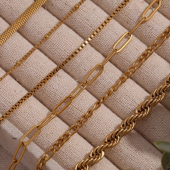 Gold Bracelet 6 Set 18K Gold Stainless Steel - Picture 3 of 12